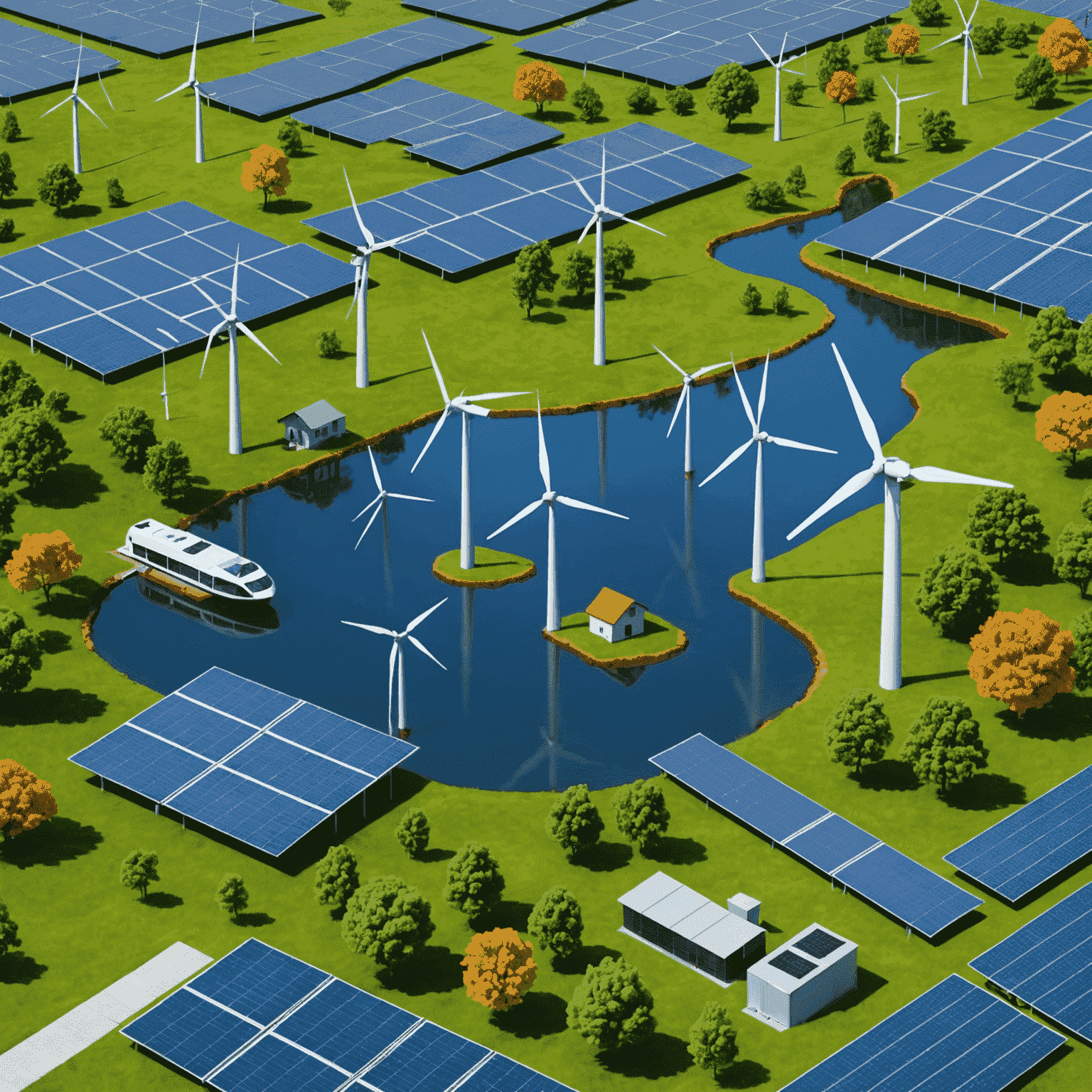 Collage of various renewable energy sources including solar panels, wind turbines, hydroelectric dams, and geothermal plants, showcasing the diversity and potential of clean energy technologies