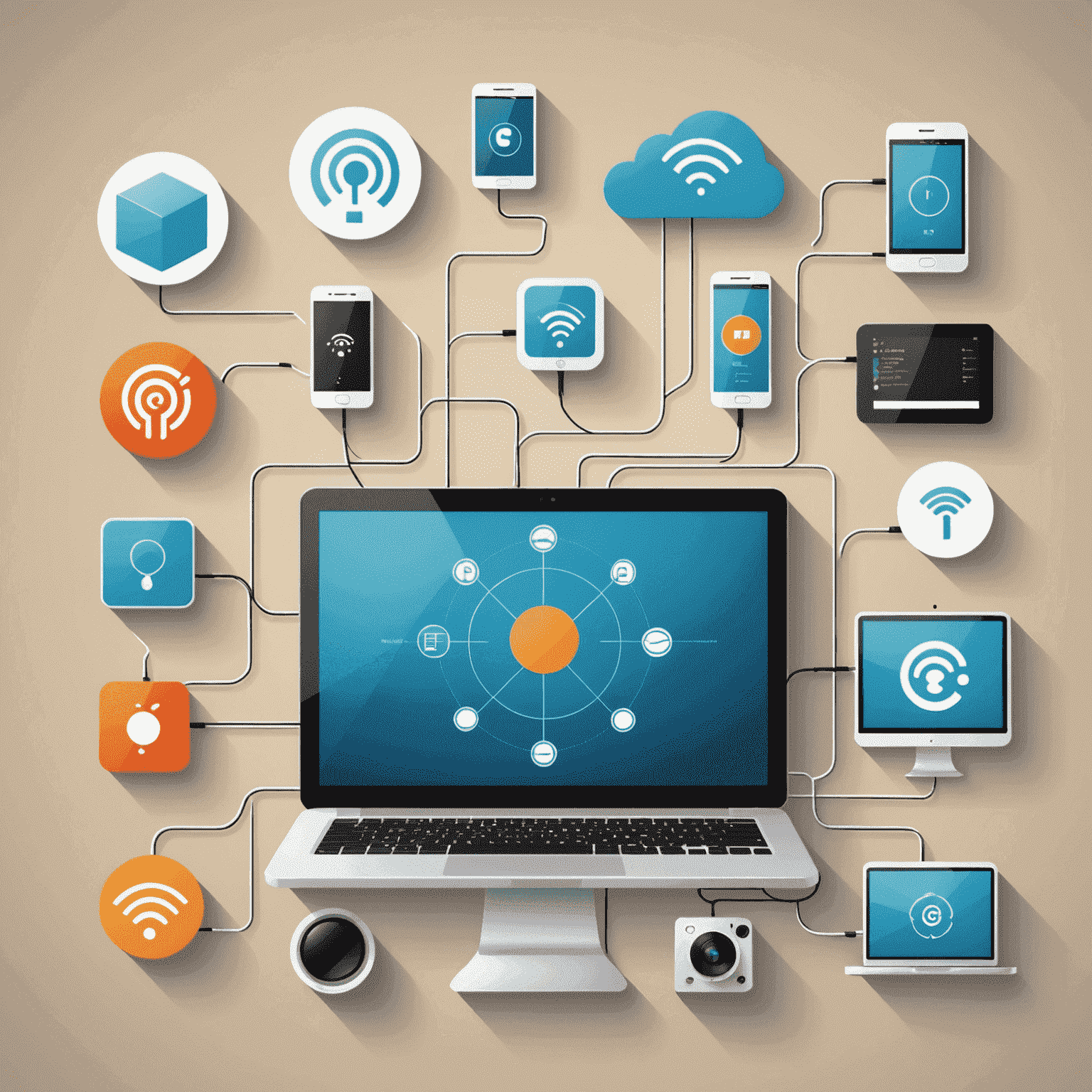 An illustration of various connected devices representing the Internet of Things